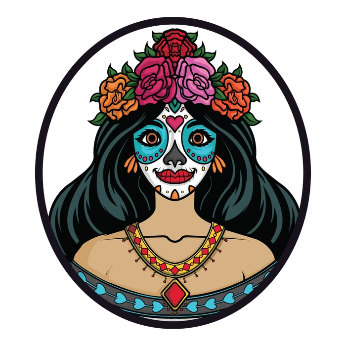 Ilustración del medallón de La Catrina
